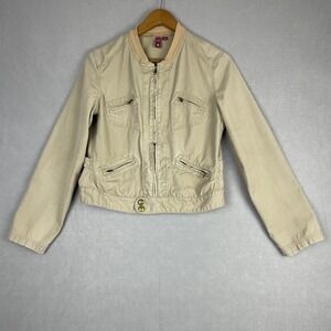 SO Cream Cropped Utility Jacket Full Zip Pockets Collared‎ Casual XL